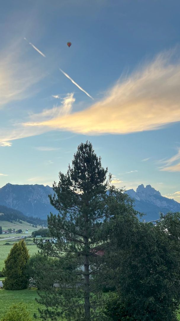 Himmel mit Baum und Heißluftballon
